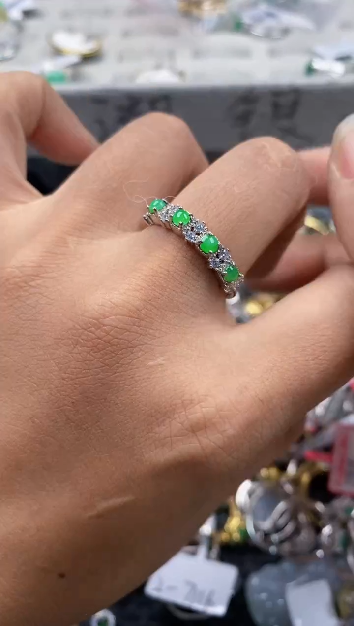 银S925镶嵌戒指翡翠11---3