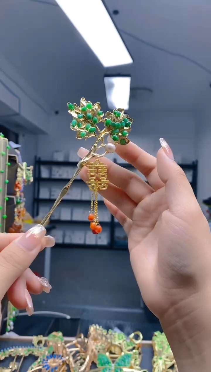 【闪购商品】翡翠耳饰合金362翡翠发簪