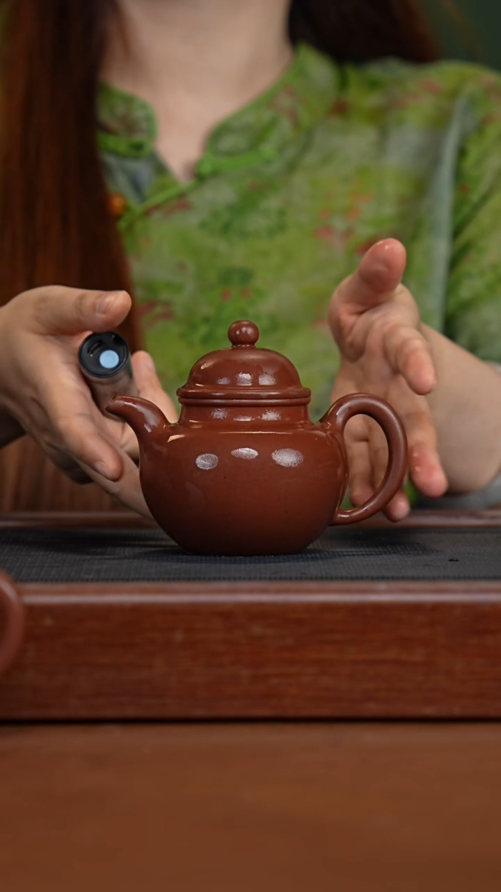 茶壶紫砂红皮龙寿珍掇球