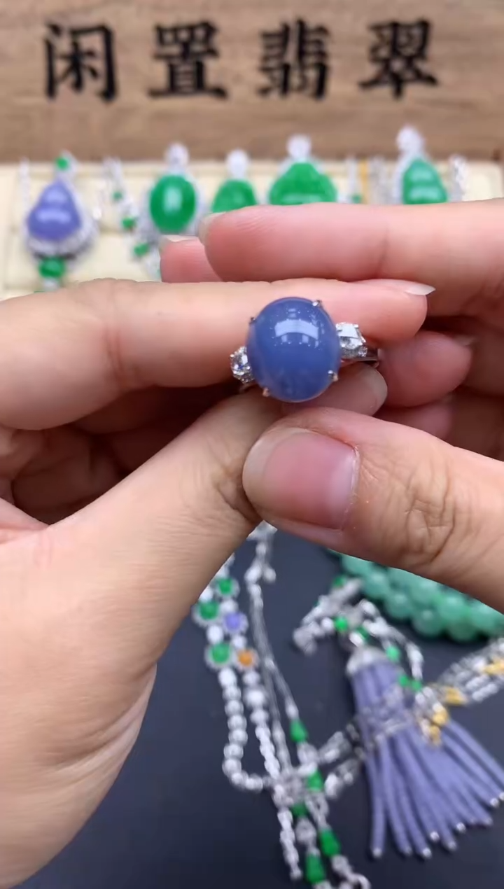翡翠戒指18K金镶嵌736-春日珠宝