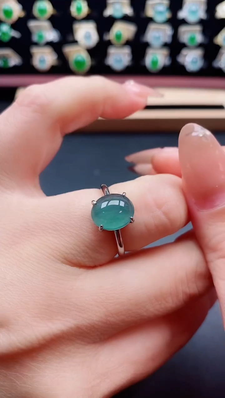银S925镶嵌戒指翡翠1