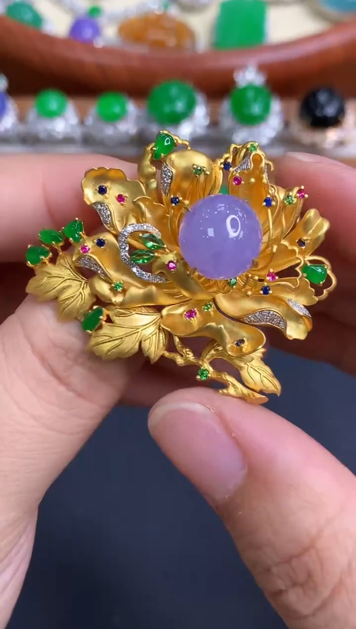 颈饰18K金镶嵌翡翠759-中国好珍宝