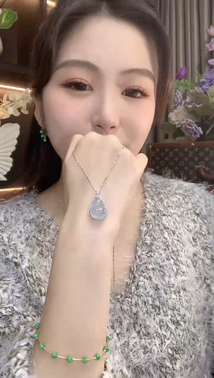 吊坠(不含链)18K金镶嵌翡翠A1 多样性发一件