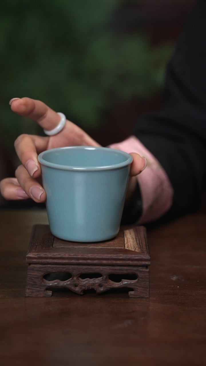 【闪购商品】清凉寺原产地仿古釉手工汝瓷敦敦杯