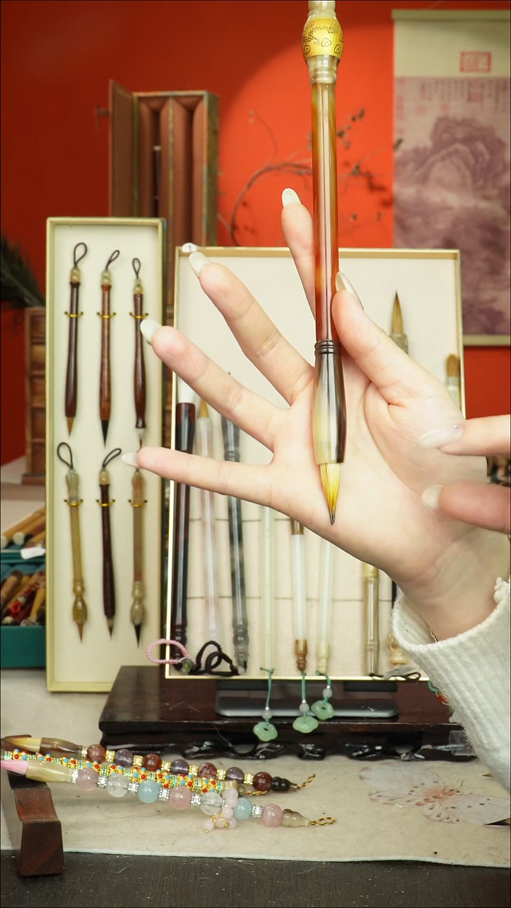 99号闪孤品高货毛笔链接 清水试笔 蘸墨不退