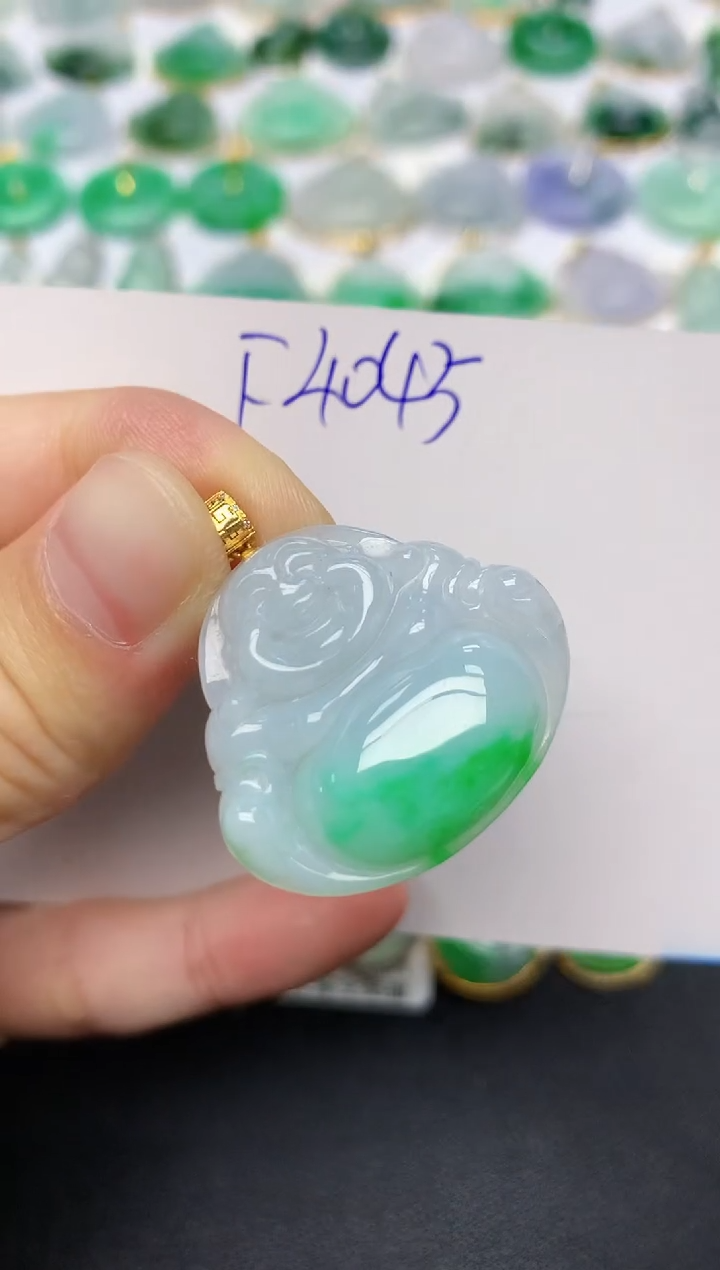 颈饰18K金镶嵌翡翠天然缅甸A货翡翠百元以上9元证书费自理