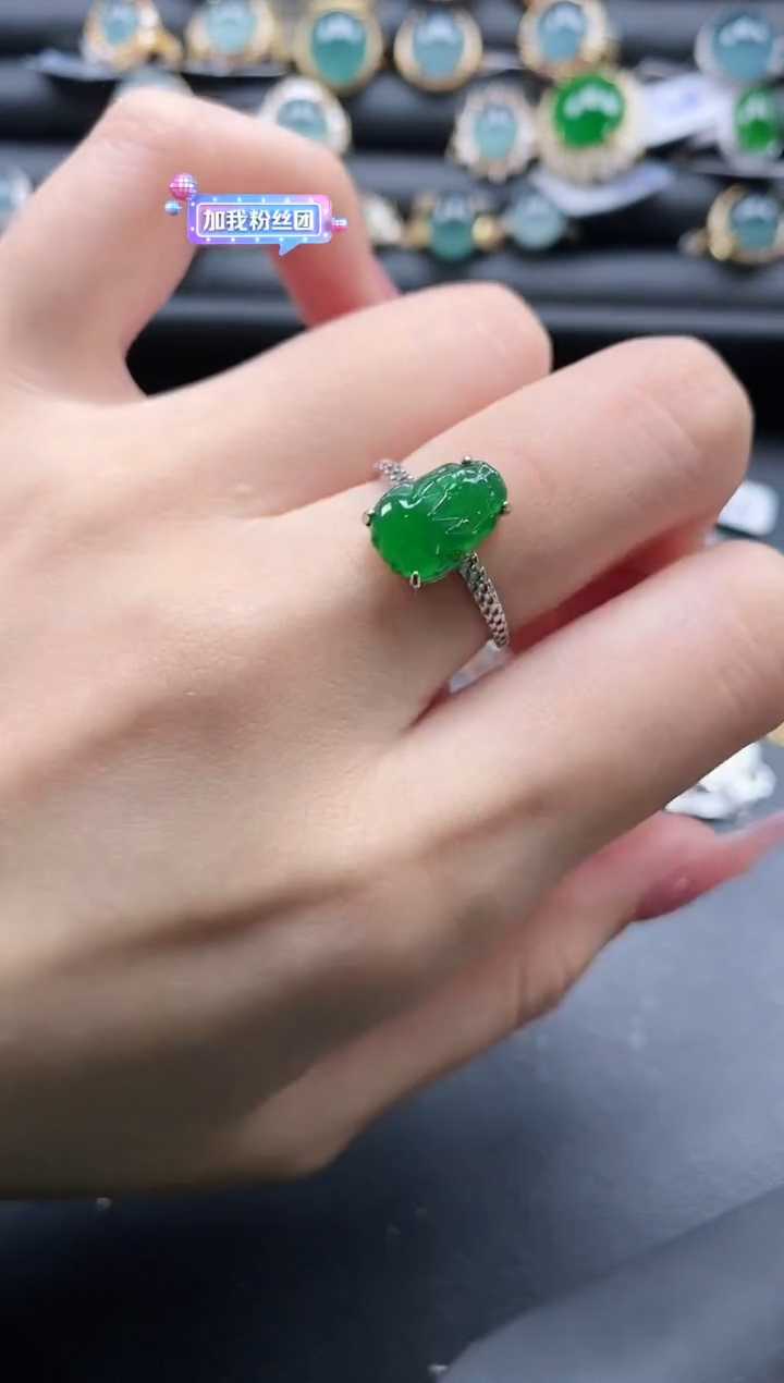 【闪购商品】翡翠戒指银S925镶嵌1111