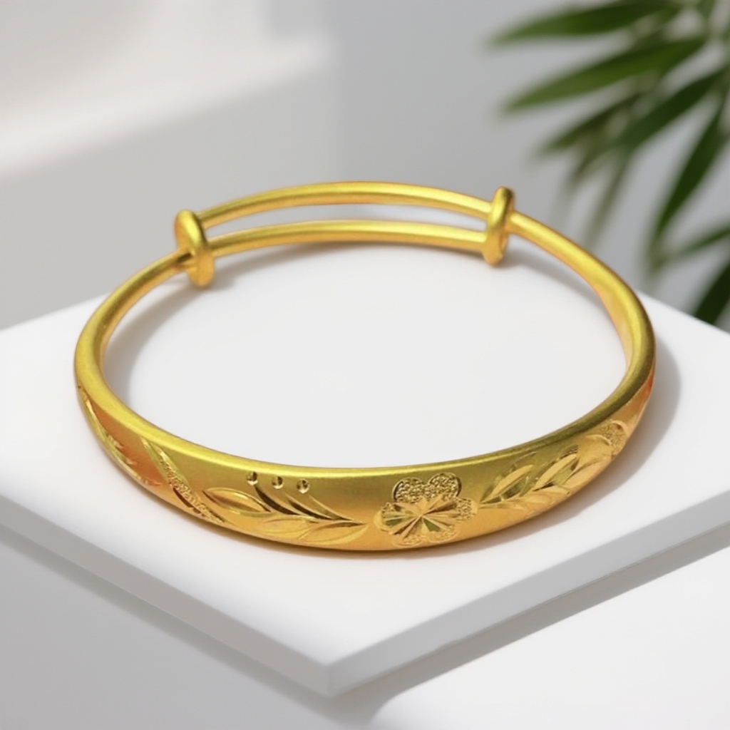  【芊总】时尚推拉款花开富贵合金手镯