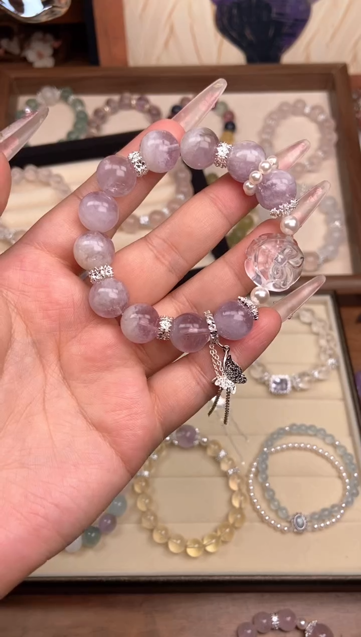 【闪购商品】水晶手链未镶嵌紫兔毛