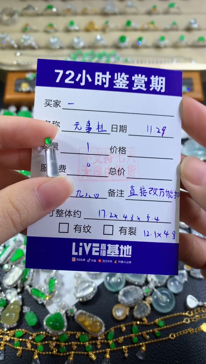 颈饰18K金镶嵌翡翠一**精无事柱