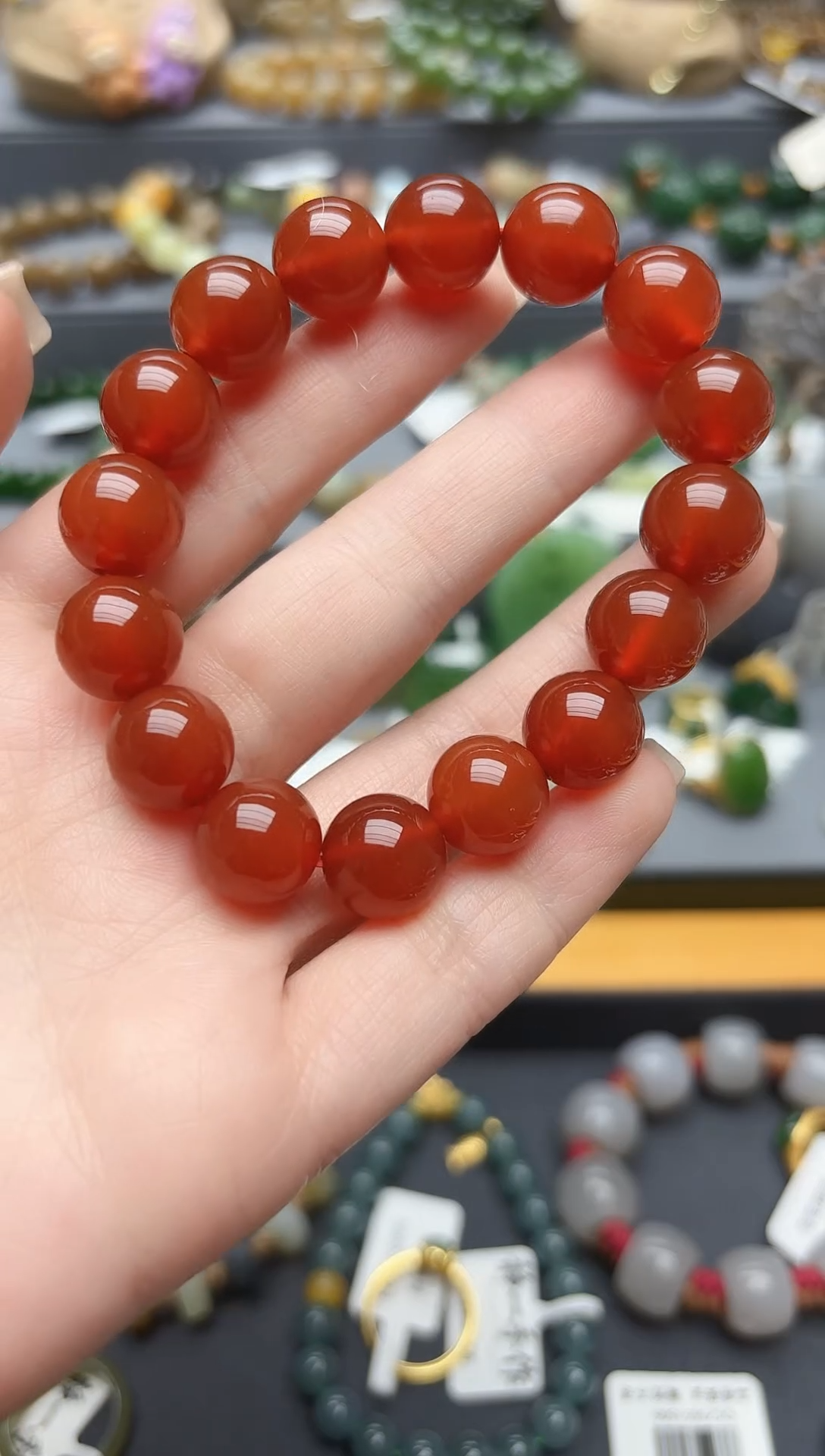 未镶嵌手串玛瑙/玉髓天然红玛瑙单圈手串