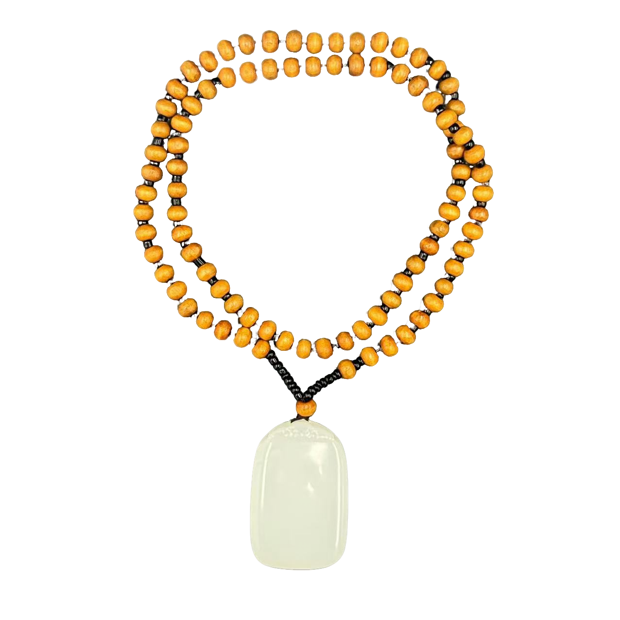 【符老板】y2053-国风羊油白无事牌吊坠-赠礼盒-配PJ5