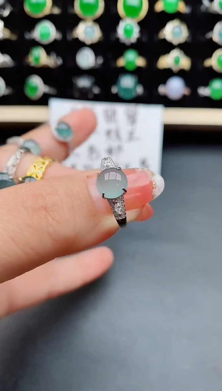【闪购商品】翡翠戒指银S925镶嵌058500