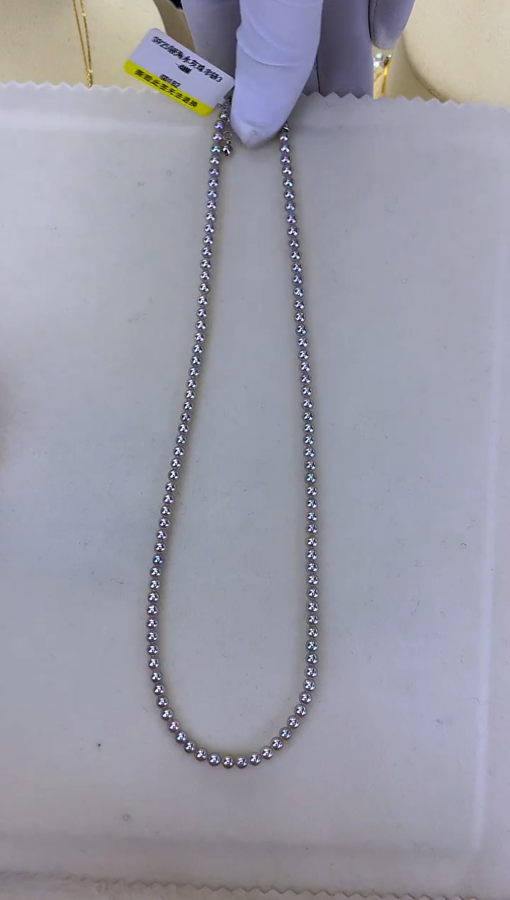 银S925镶嵌DA海水珍珠 GD250 3-4 真多麻baby链