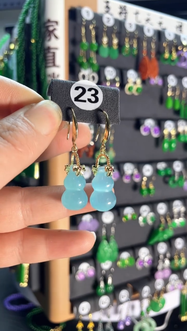 【闪购商品】翡翠耳饰银S925镶嵌老23...