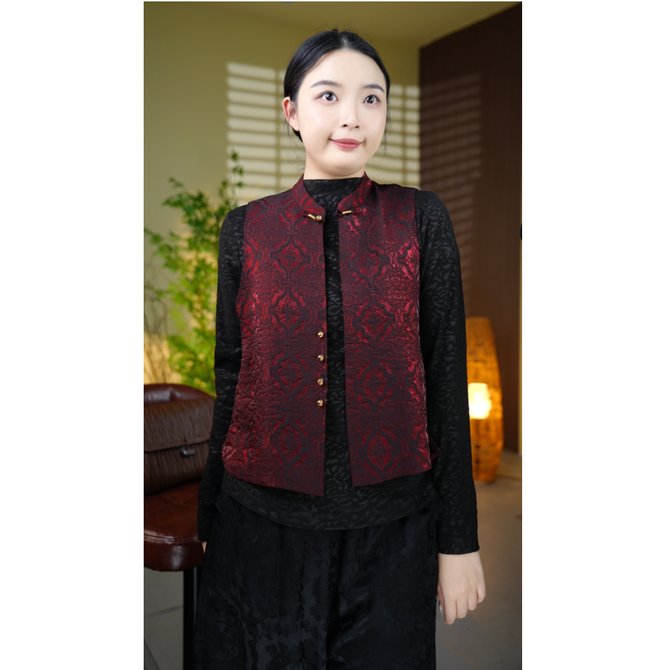 【辞旧迎新】双面穿加厚提花保温秋冬时尚百搭小马甲-cj0039