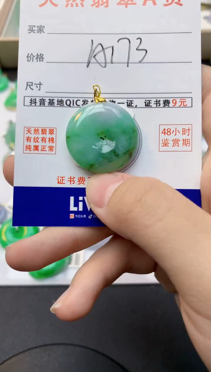 颈饰18K金镶嵌翡翠天然缅甸A货翡翠百元以上9元证书费自理