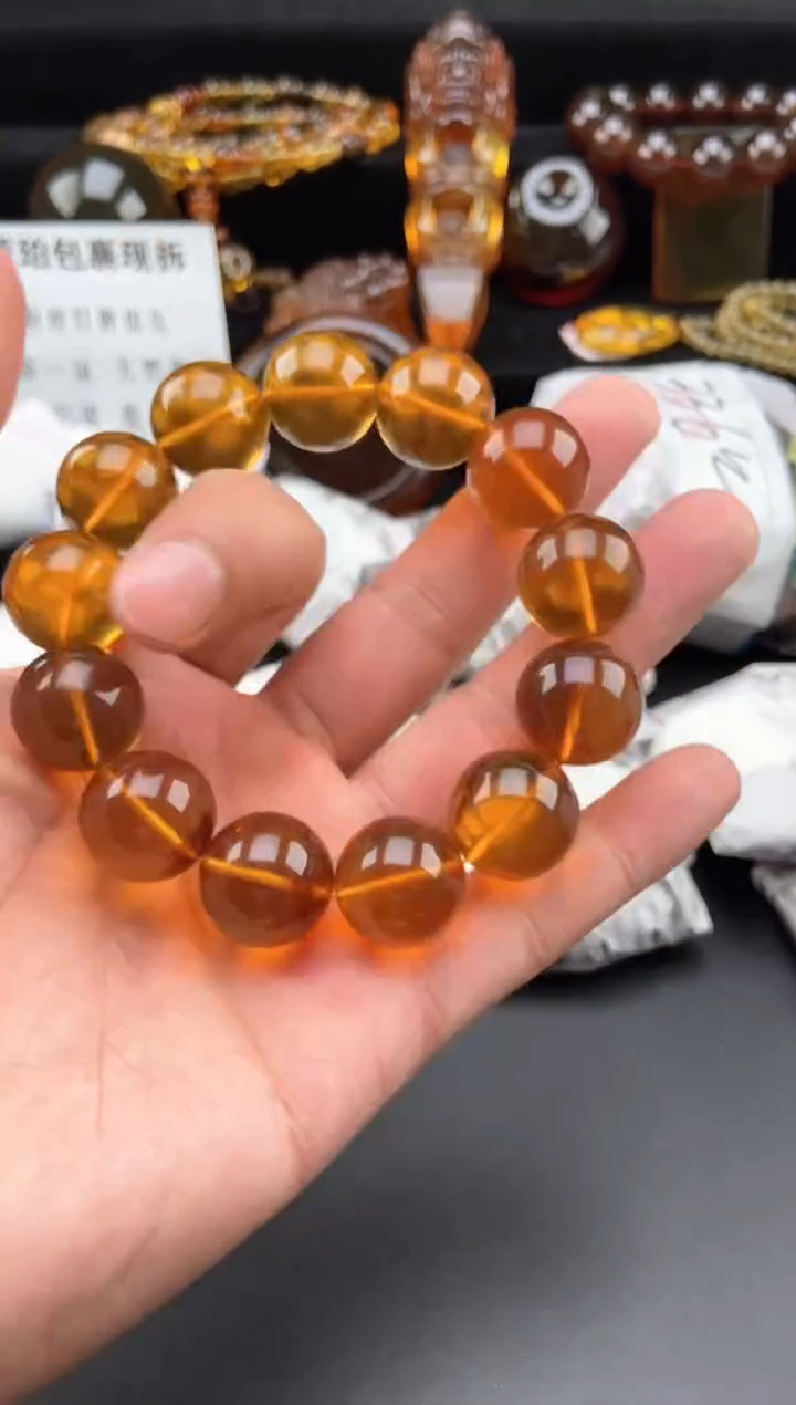 【闪购商品】琥珀手链未镶嵌浅金棕手串