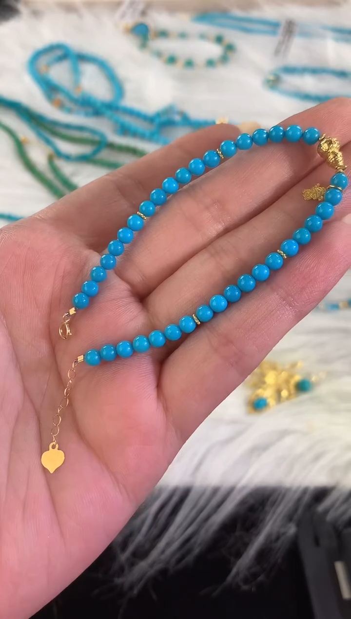 18K金镶嵌绿松石手链A322|2980