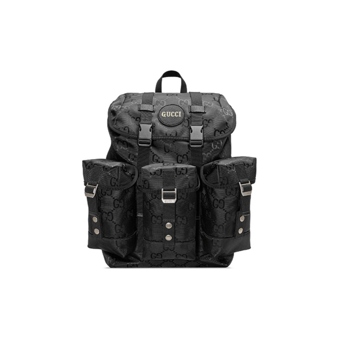 99新 GUCCI/古驰 Off The Grid OTG环保系列尼龙拼皮双肩包黑色