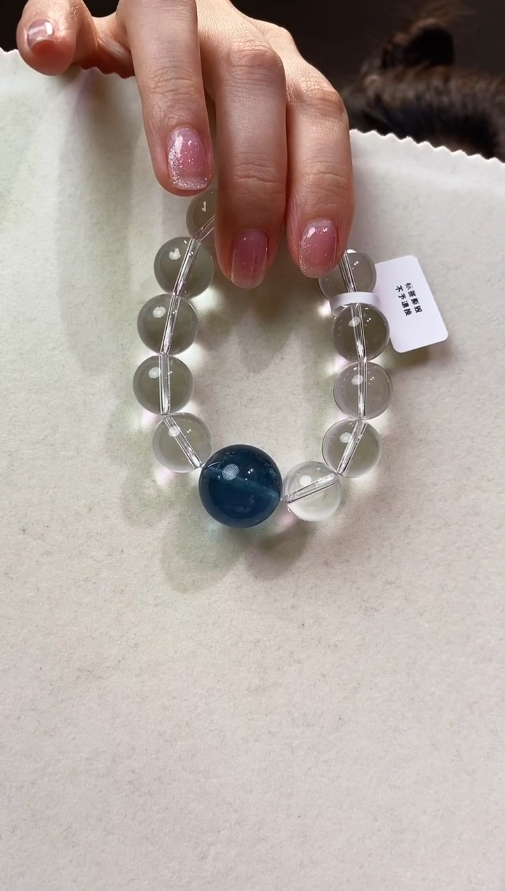 水晶手串未镶嵌双A白水蓝蓝
