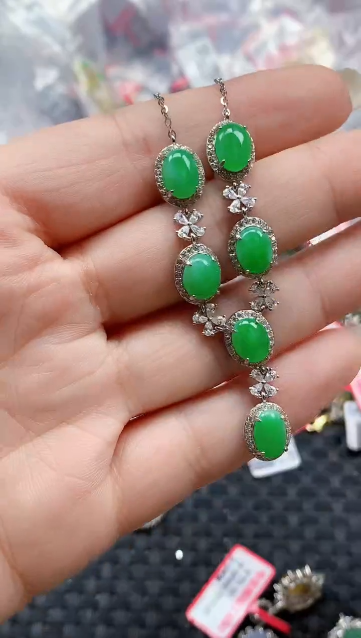 银S925镶嵌戒指翡翠天然A货缅甸翡翠