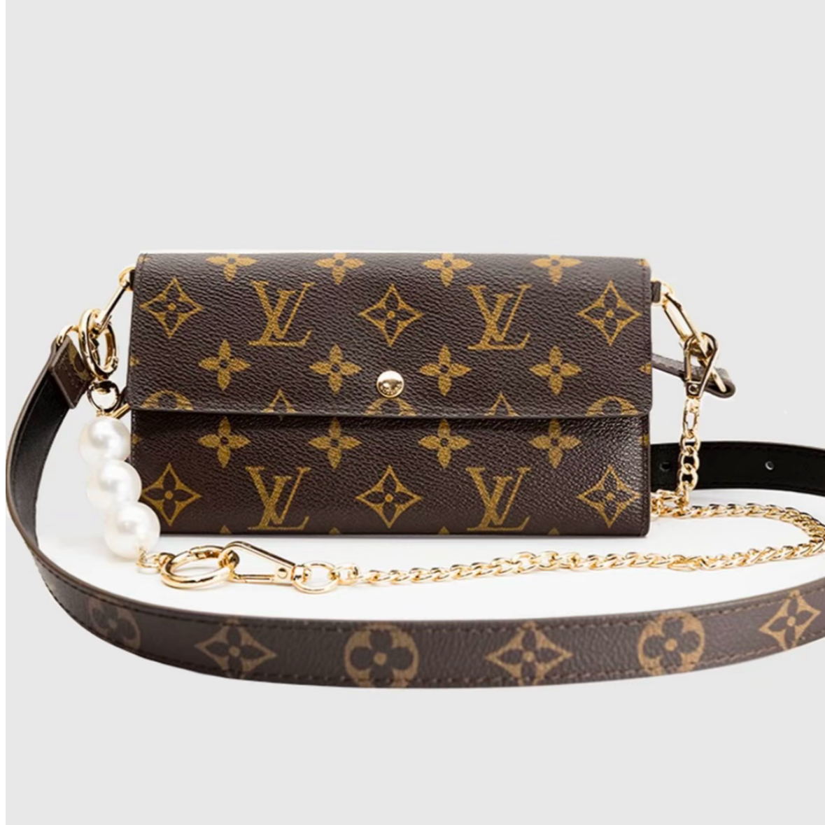 95新 LouisVuitton/路易威登 经典老花金豆钱包单肩包/TD