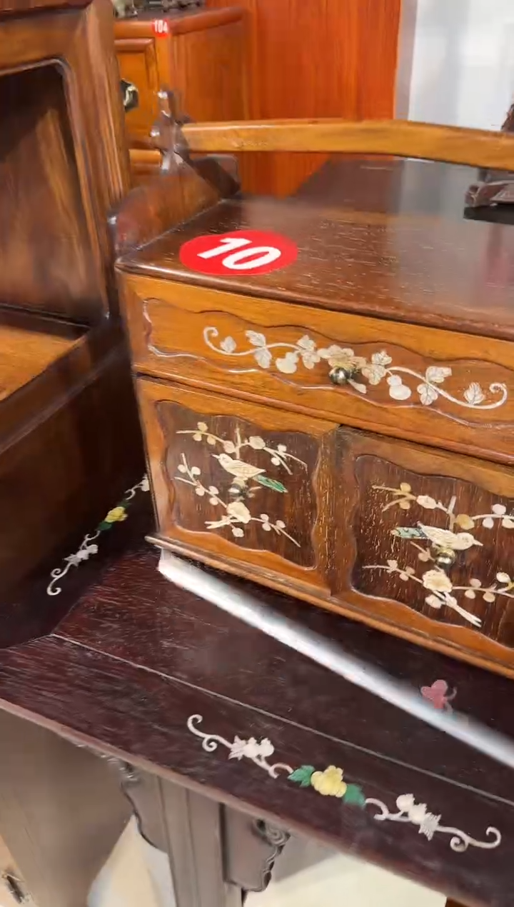 【闪购商品】木木艺黄花梨花纹镶嵌花鸟提箱1280.888