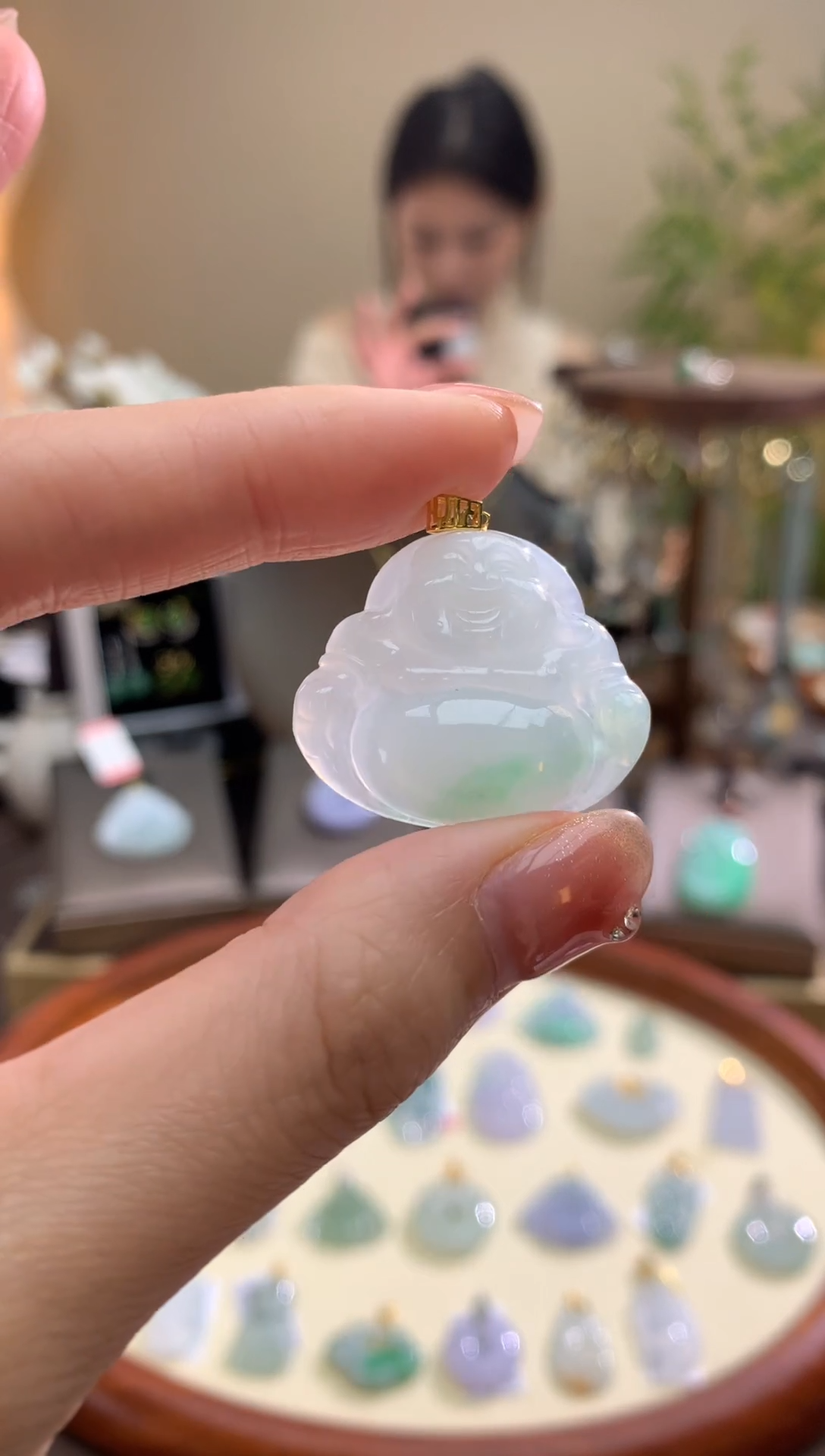 【闪购商品】翡翠颈饰18K金镶嵌佛公