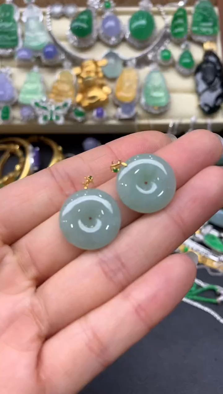 【闪购商品】翡翠耳饰18K金镶嵌150-中国好珍宝