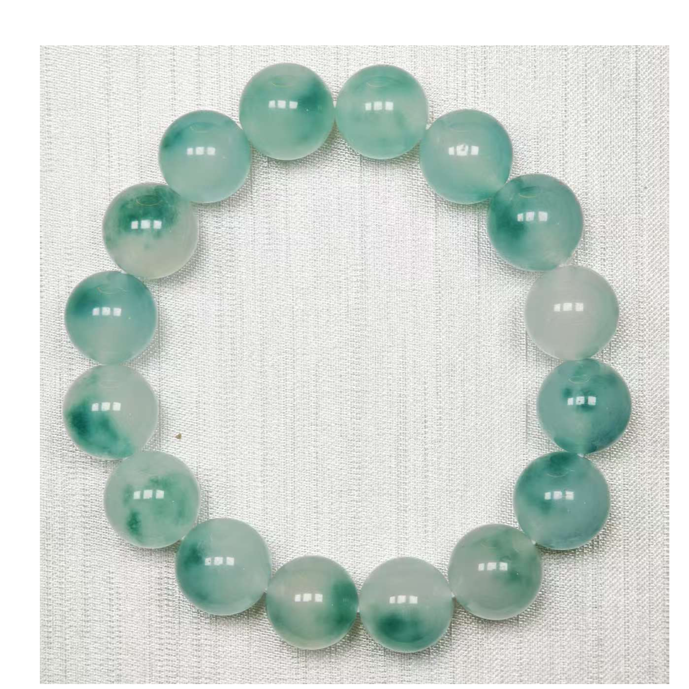 高品质甄选14mm冰蓝水飘花珠子手串