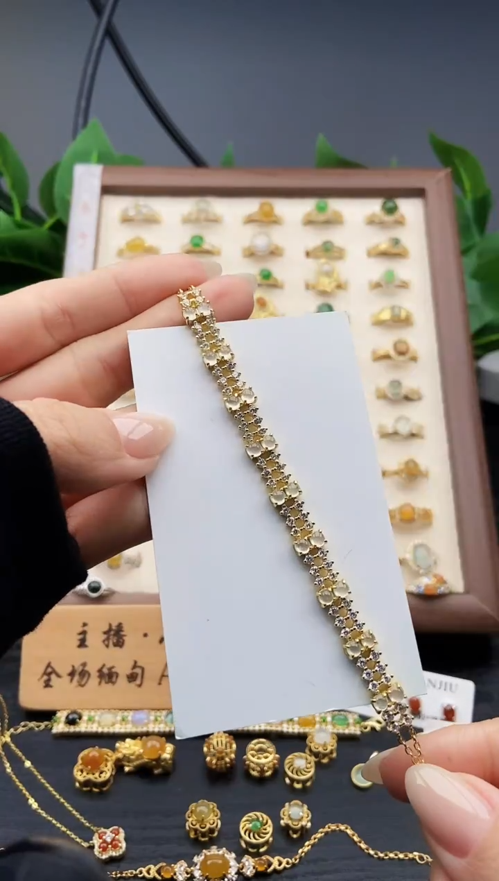 银S925镶嵌手链翡翠12