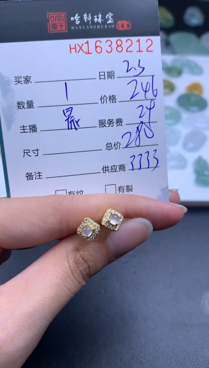 【闪购商品】翡翠挂件未镶嵌哈轩 耳饰一对