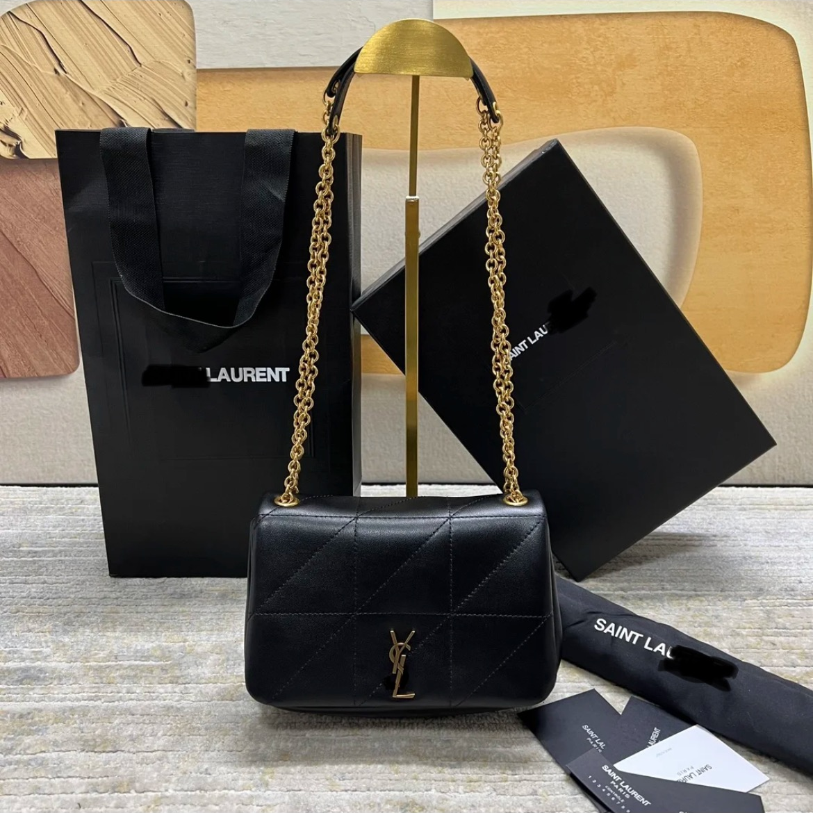 【A060】杨家Jamie黑金小号DIY多功能斜挎包百搭单肩包TT-057黑