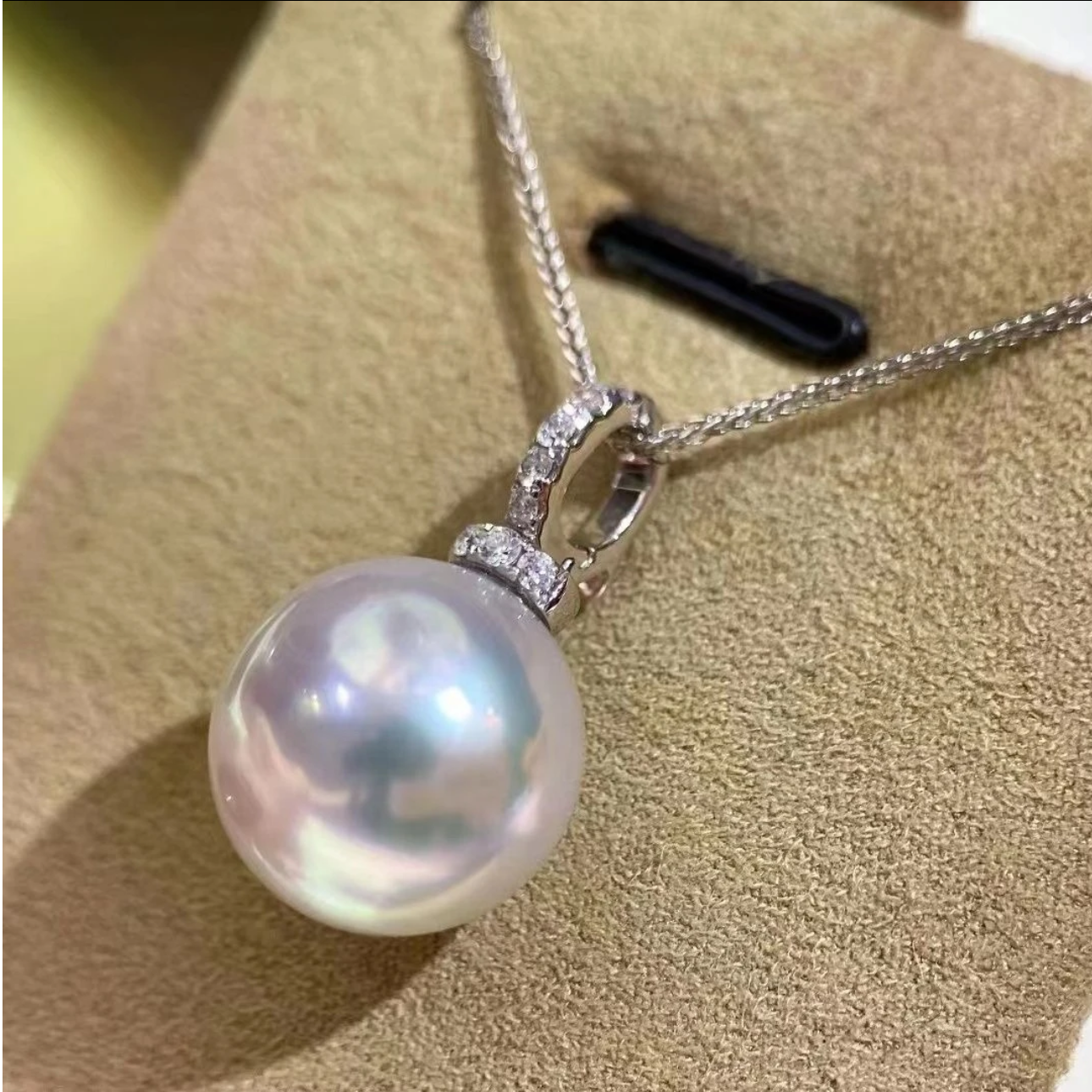 【玺润珠宝】极光无暇万能扣吊坠13-14mm 百搭【天然珍珠多样性发货】