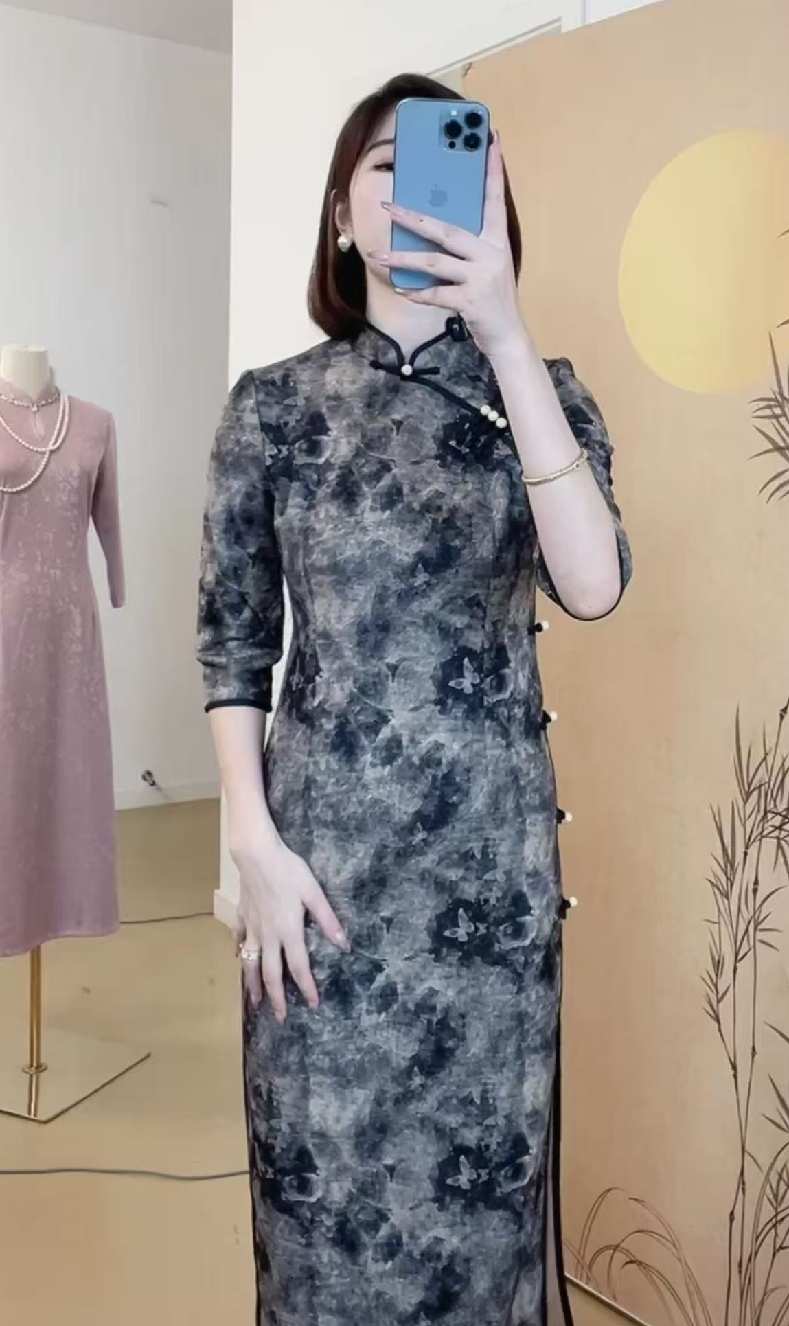 蔡夫人【云雾间】新款秋季气质旗袍裙M-4XL