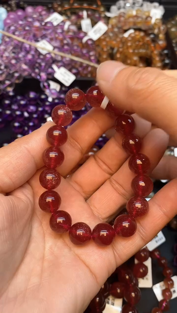 【闪购商品】石英质玉手链未镶嵌b07 草莓晶12mm+