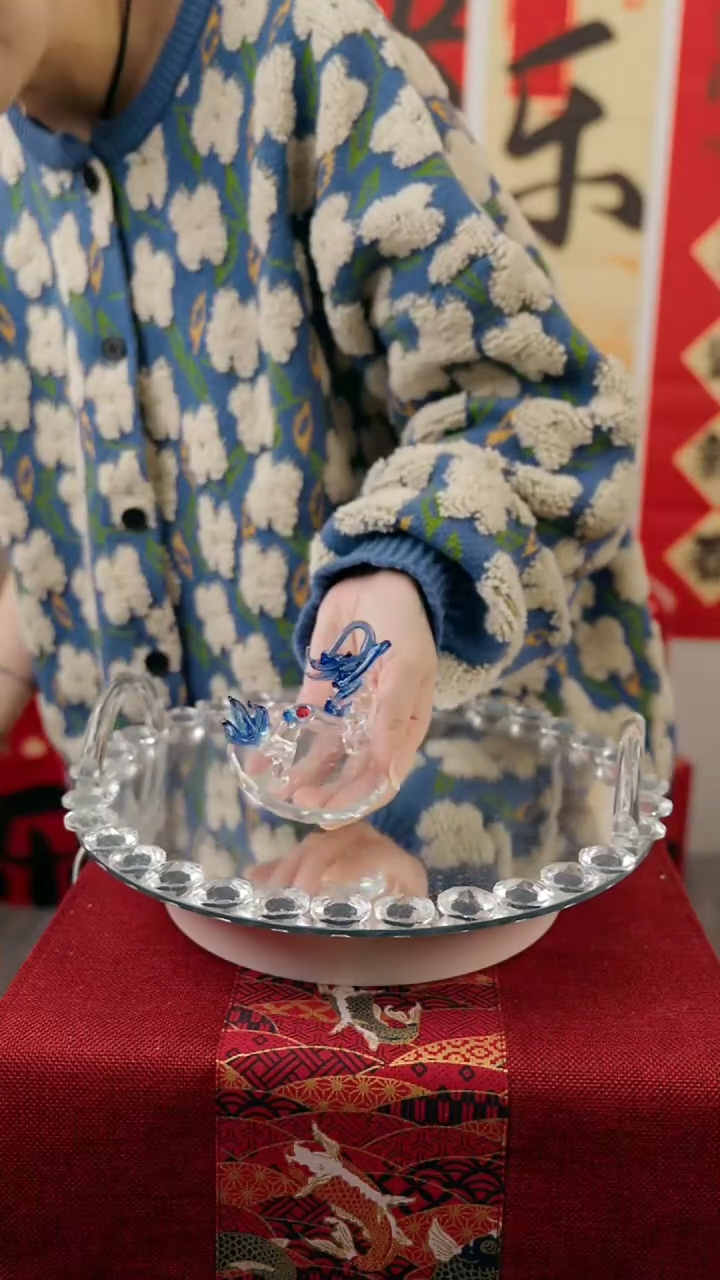 【闪购商品】琉璃拉丝蓝底龙摆件