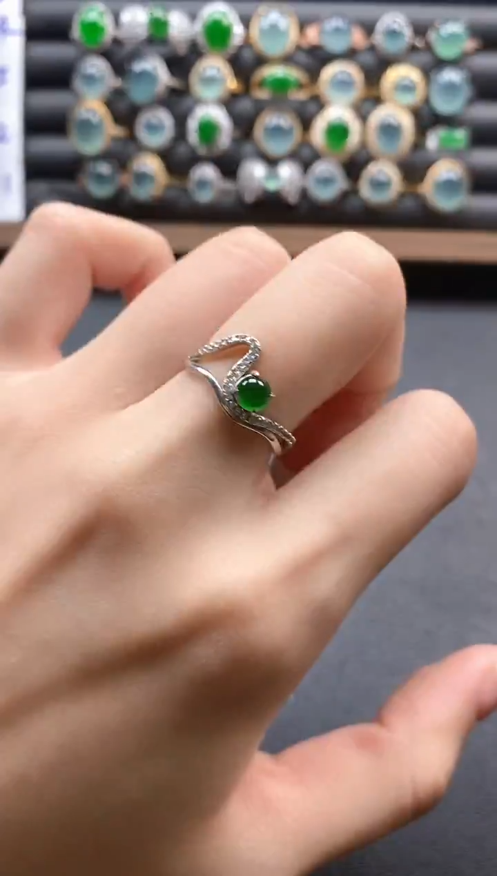 银S925镶嵌戒指翡翠6515-*748