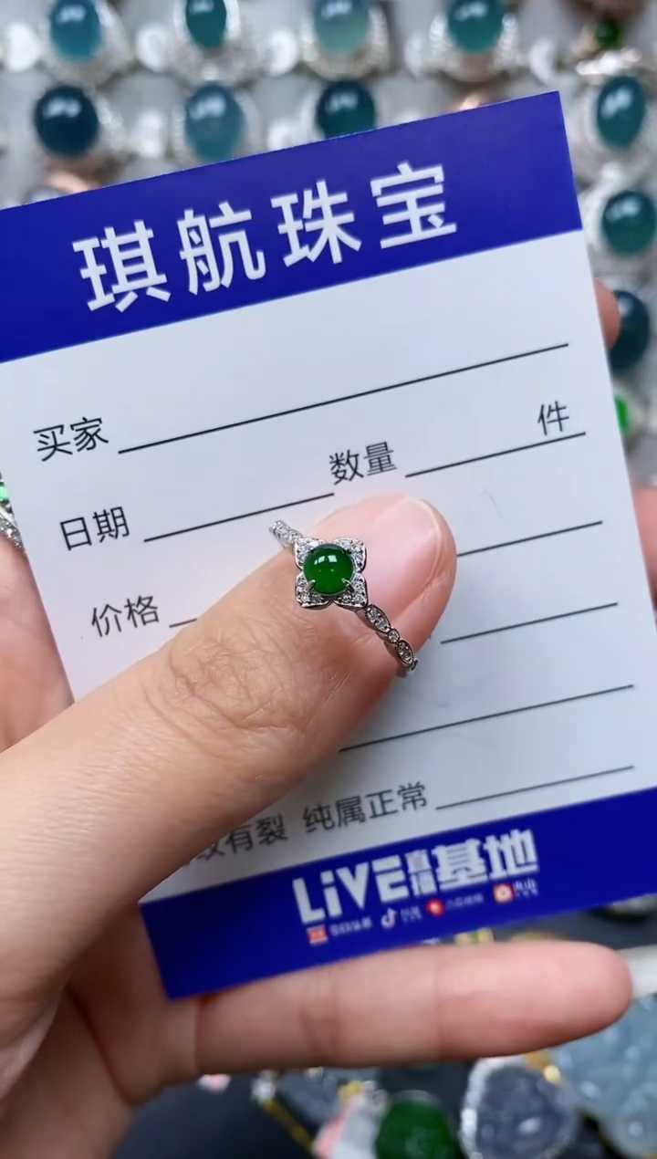 【闪购商品】翡翠戒指银S925镶嵌0090