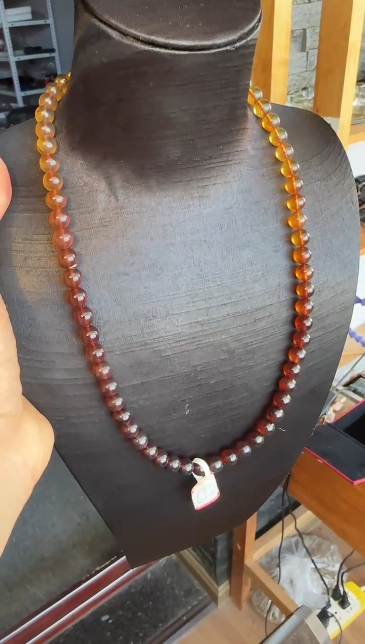 琥珀颈饰未镶嵌#20缅甸琥珀彩虹妈妈连8mm