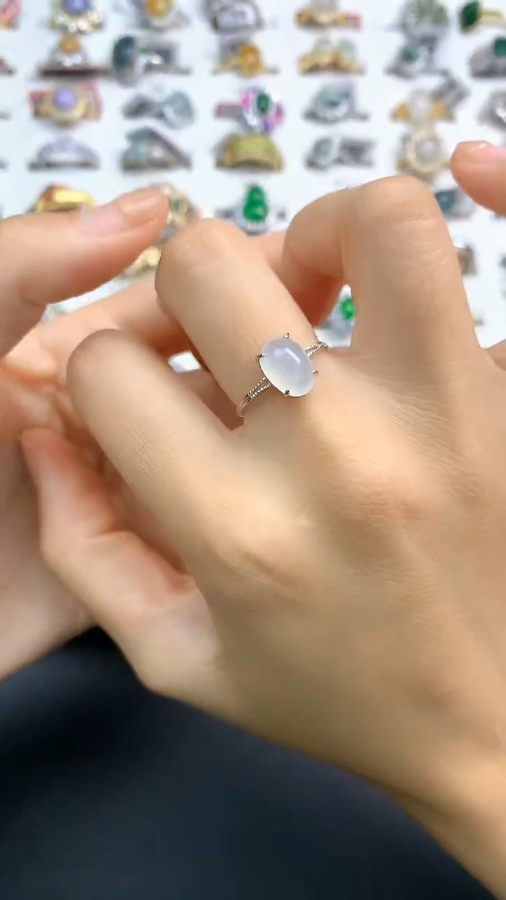 【闪购商品】翡翠颈饰银S925镶嵌翡翠 戒指 银S925镶嵌
