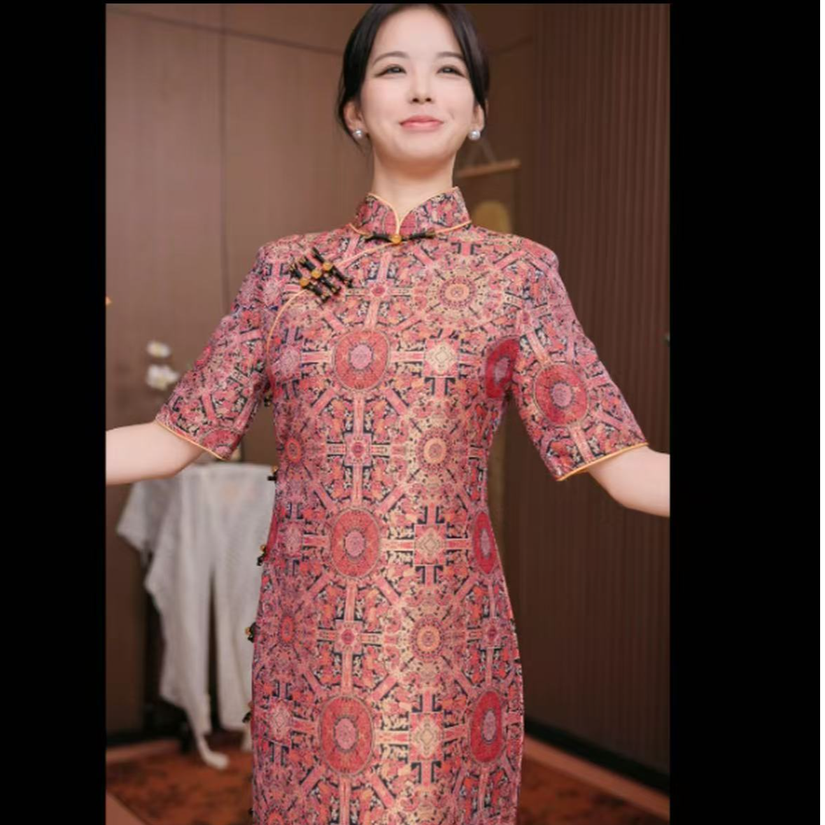 5780白幼秀新款复古时尚优雅中式立领港风款旗袍中国风旗袍