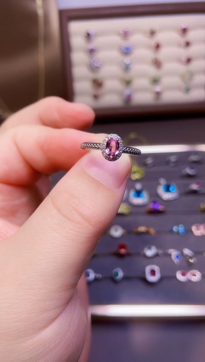 【闪购商品】彩色蓝宝石戒指银S925镶嵌一枚