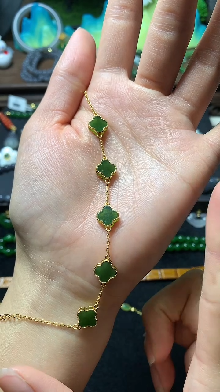 【闪购商品】和田玉手链银S925镶嵌手链