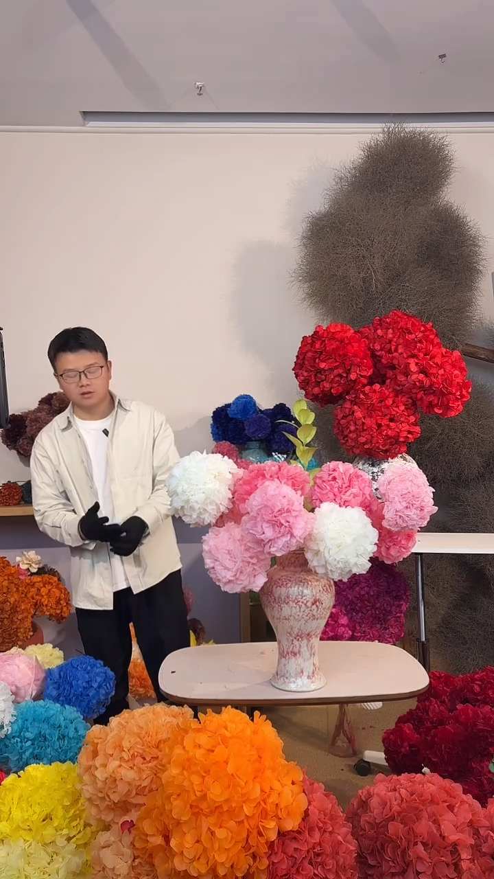 漂色永生绣球花球10枝—深粉3/浅粉5/白2