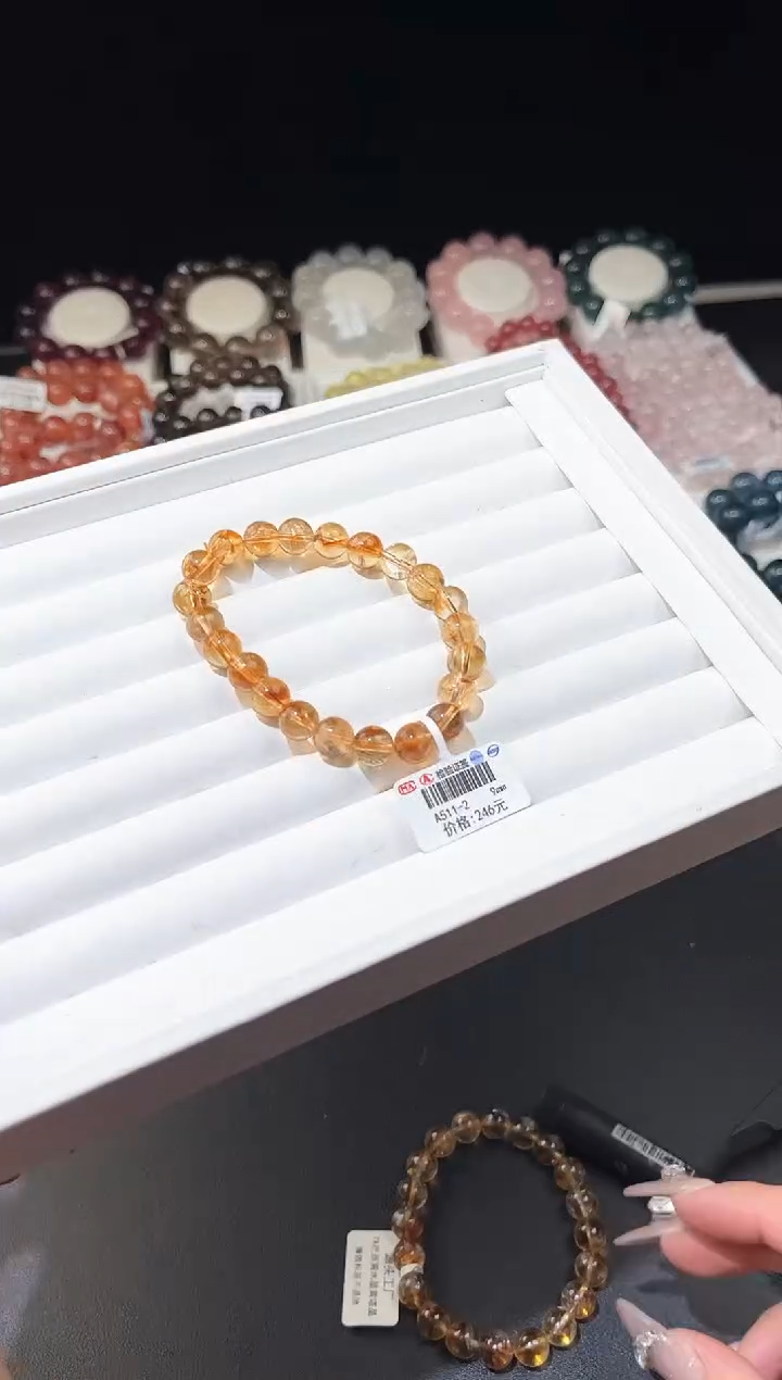 【闪购商品】水晶手链未镶嵌多样性发一黄塔9mm