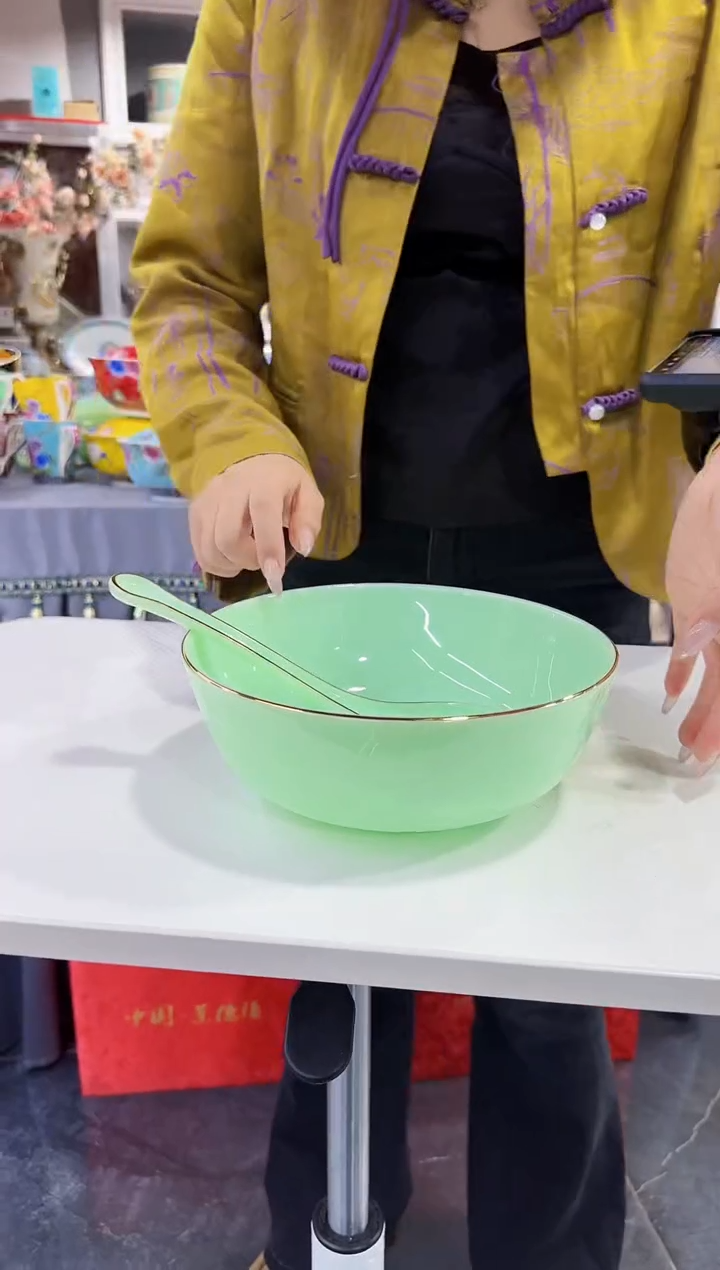 玉瓷  8英寸大汤碗一只大汤勺一只景德镇陶瓷