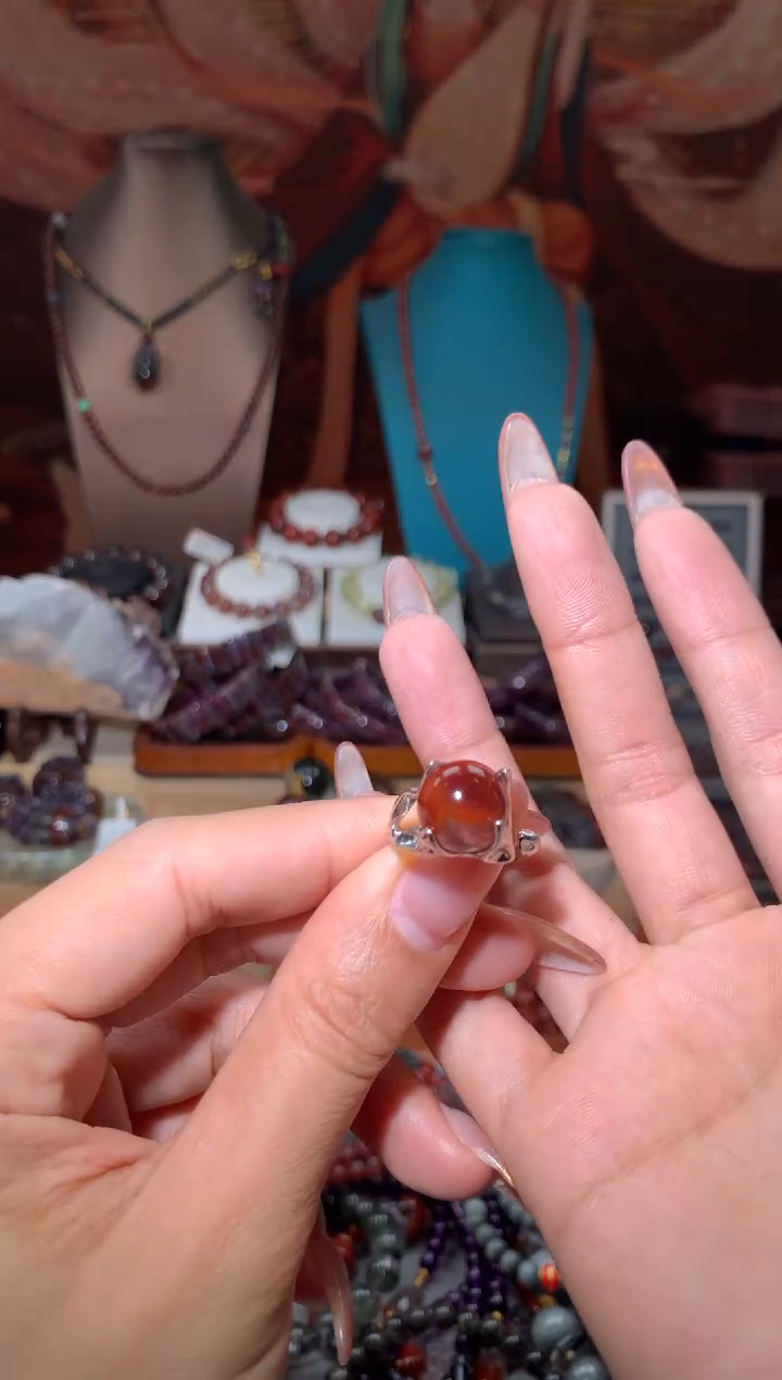 未镶嵌珠宝半成品水晶红极光戒指多样性发其1