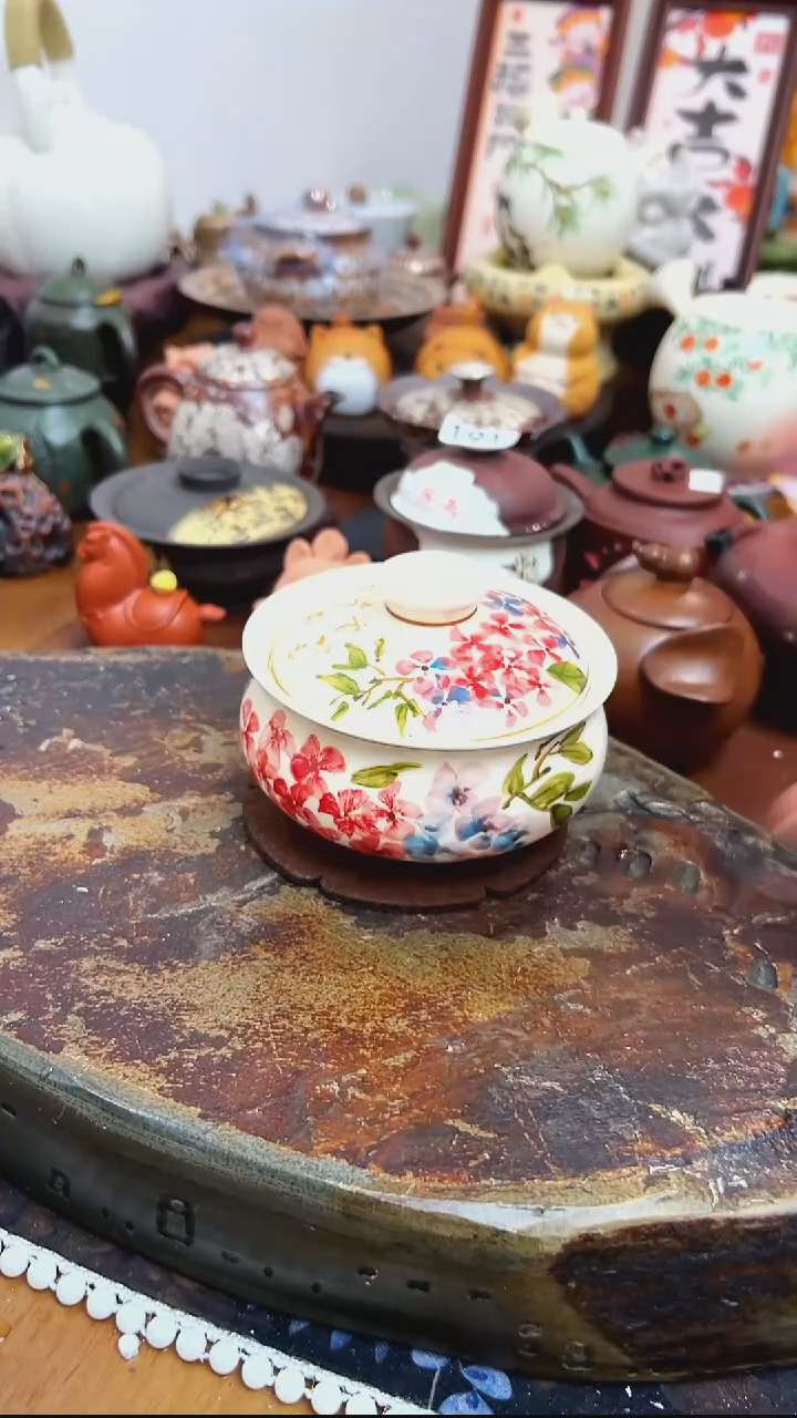 【 茶瓷物语】手工红色盖碗